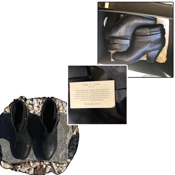 NIB $495 rag & bone | Leather | Harrow | Metal Stud Ankle Boots in Black - Picture 8 of 12